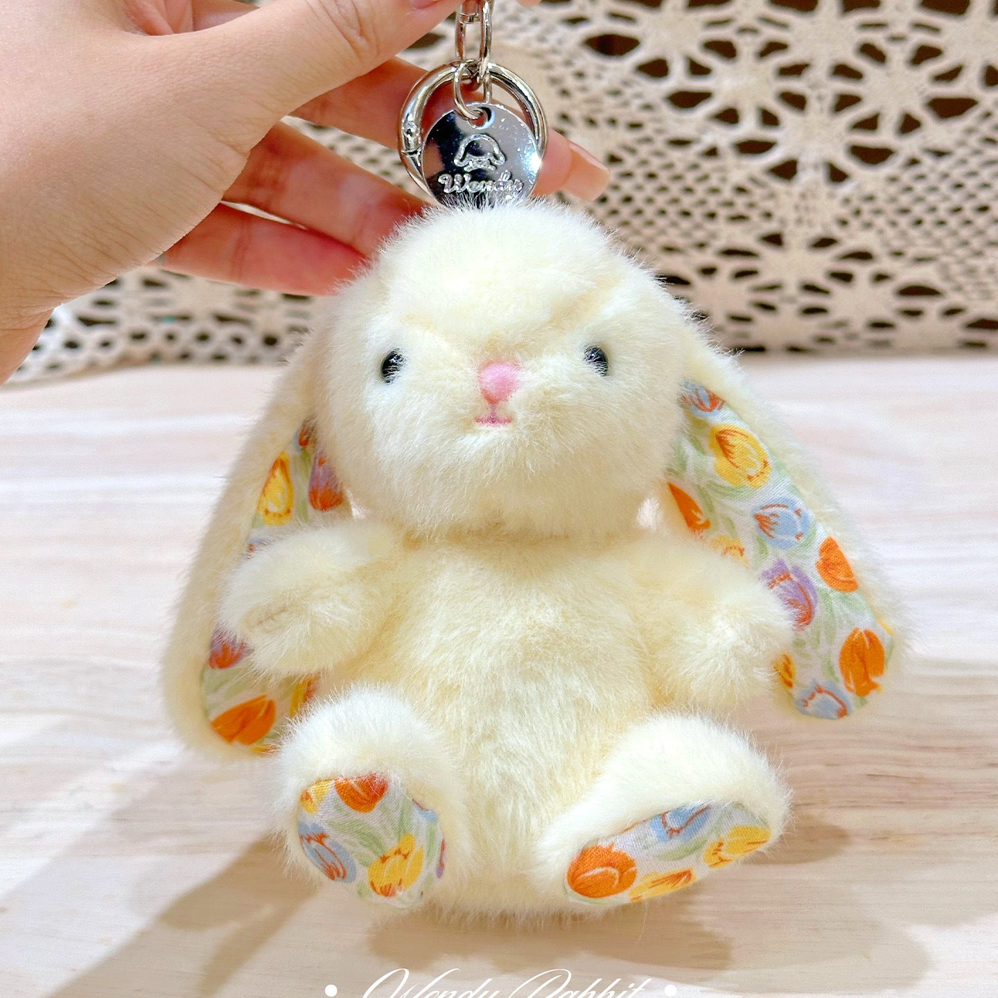 Baby Bunny Bag Charm – Soft Plush Keychain in 6 Colors detail image 1