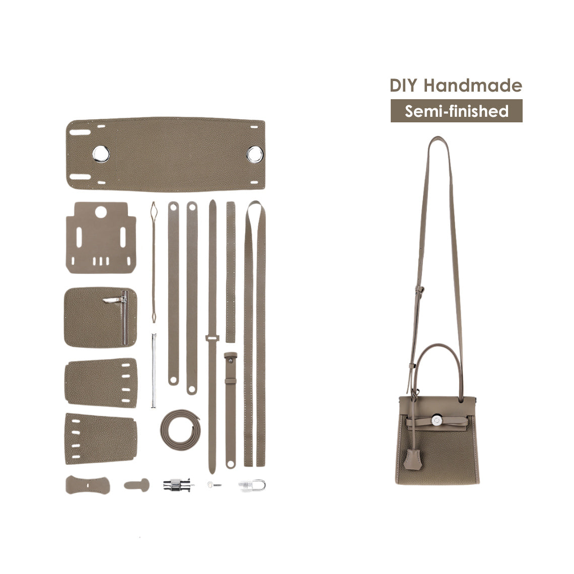 HandsewGift Top Grain Leather and Canvas Mini Tote DIY Kit product image 1