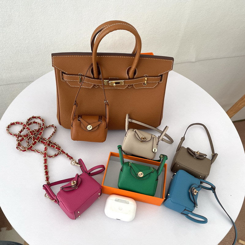 Mini Shoulder Bag Charm Keychain PU Leather Earphone Storage detail image 5