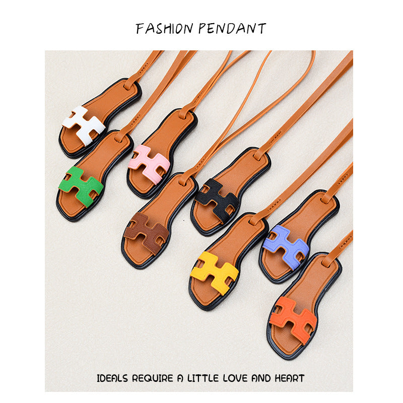 Sandal Slipper Bag Charm Keychain in PU Leather (11 Colors) detail image 6