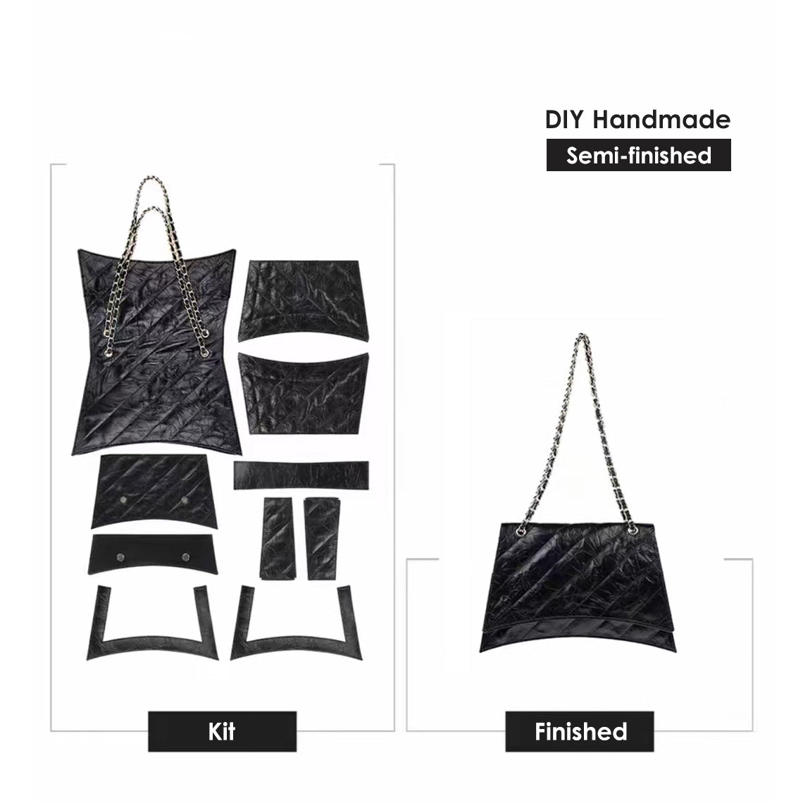 Top Grain Leather Hourglass Bag DIY Kit – Hand Sewn by You product image 1