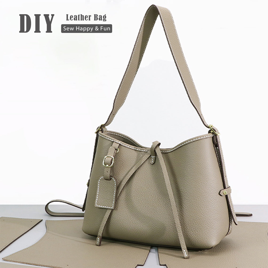 Top Grain Leather Carry Shoulder Bag DIY Kit – Hand Sewn by You detail image 1