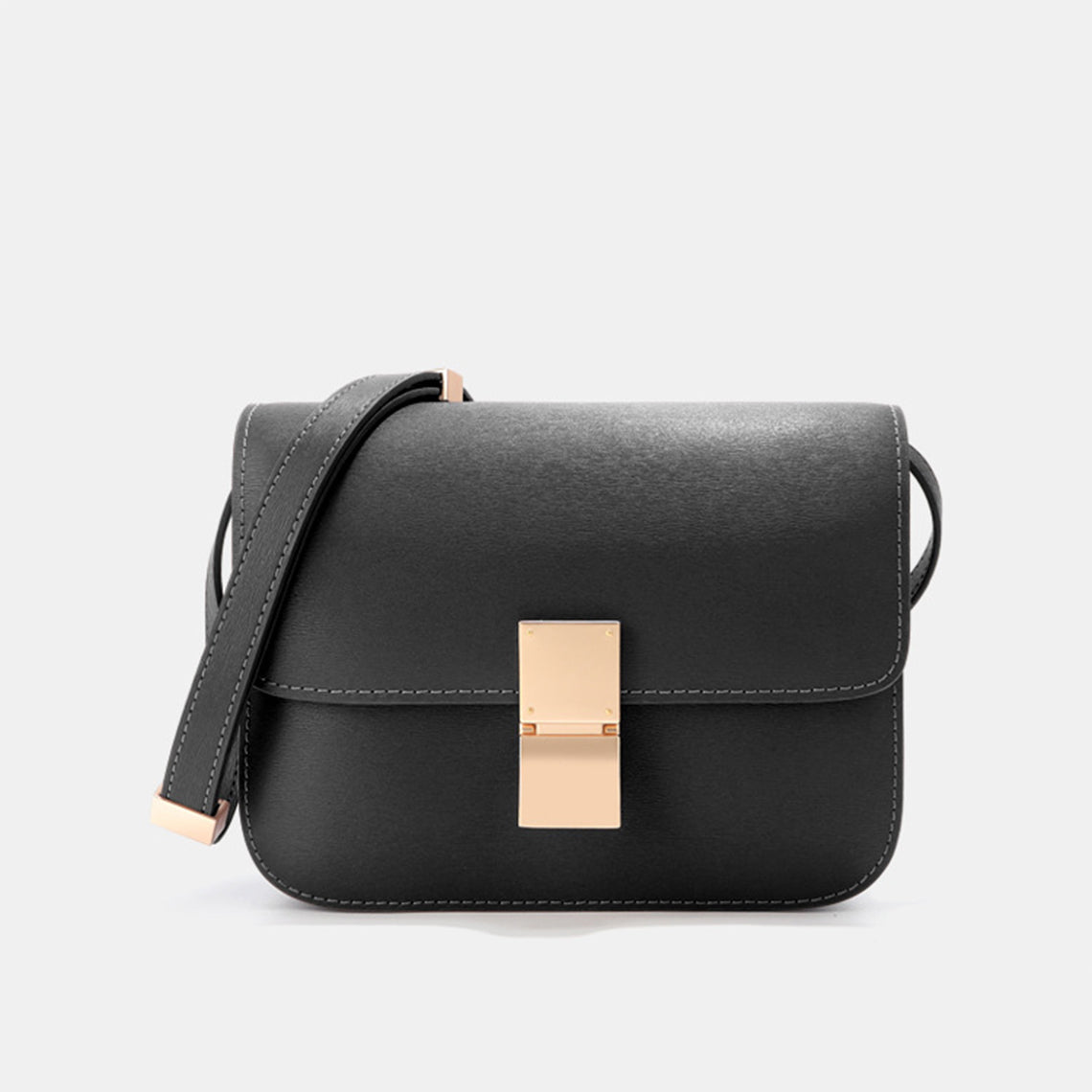 Textured Leather Tofu Box Bag – Small/Medium, Brown/Black/Beige detail image 10