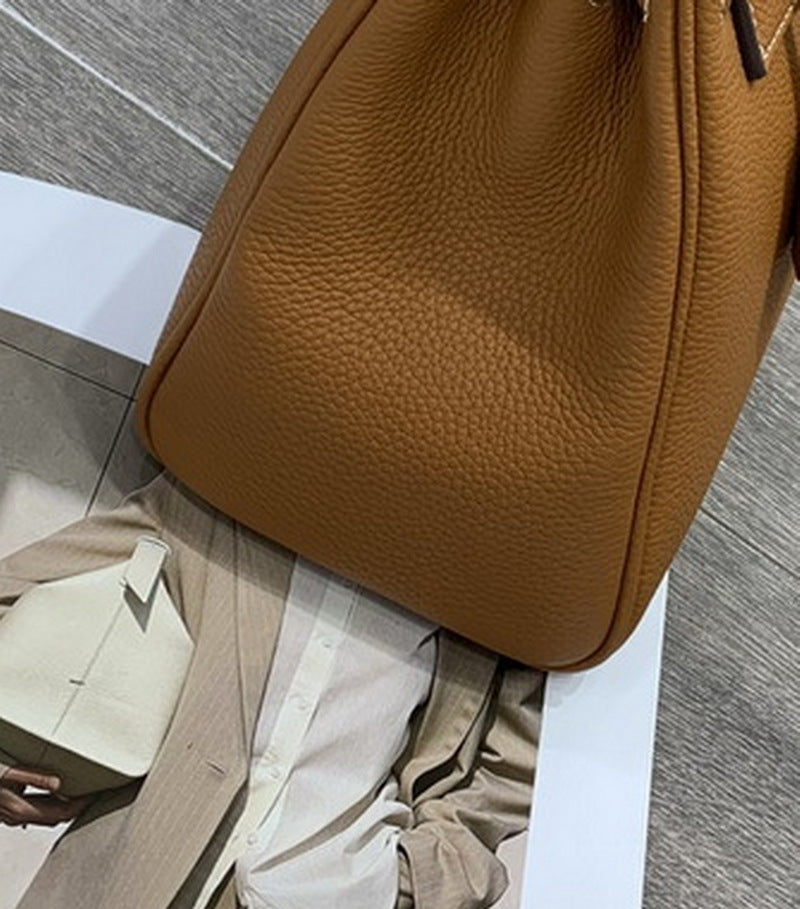 Top Grain Leather Mini Top Handle Bag with Detachable Strap detail image 6