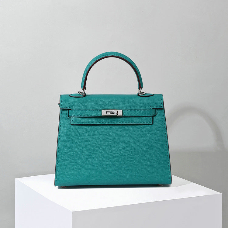 Top Handle Leather Handbag with Detachable Strap – 4 Sizes, 29 Colors detail image 6