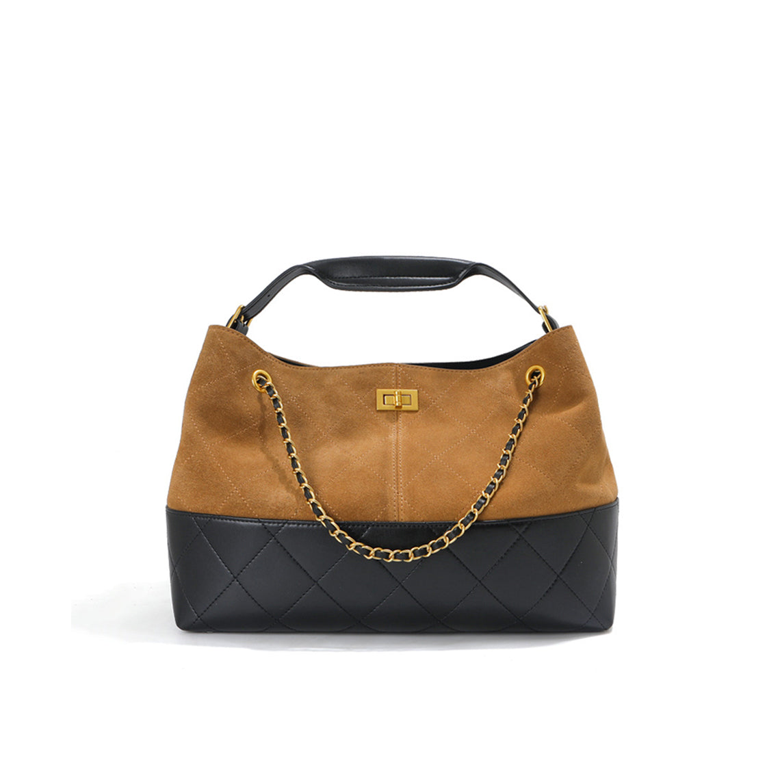 Suede Leather Quilted Chain Shoulder Bag – Brown, Grey, Wine product image 1