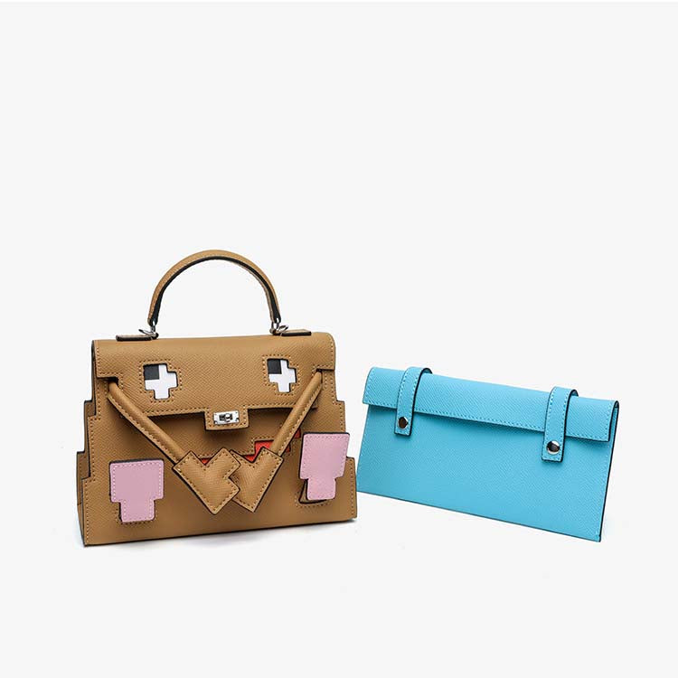 Picto Doll Bag Charm in Fine Embossed Grain Leather detail image 8