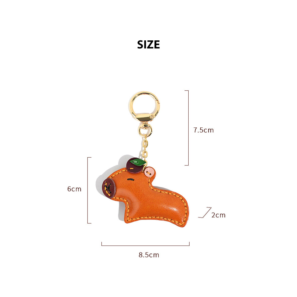 Vegetable Tanned Leather Capybara Keychain – Handcrafted Charm detail image 4