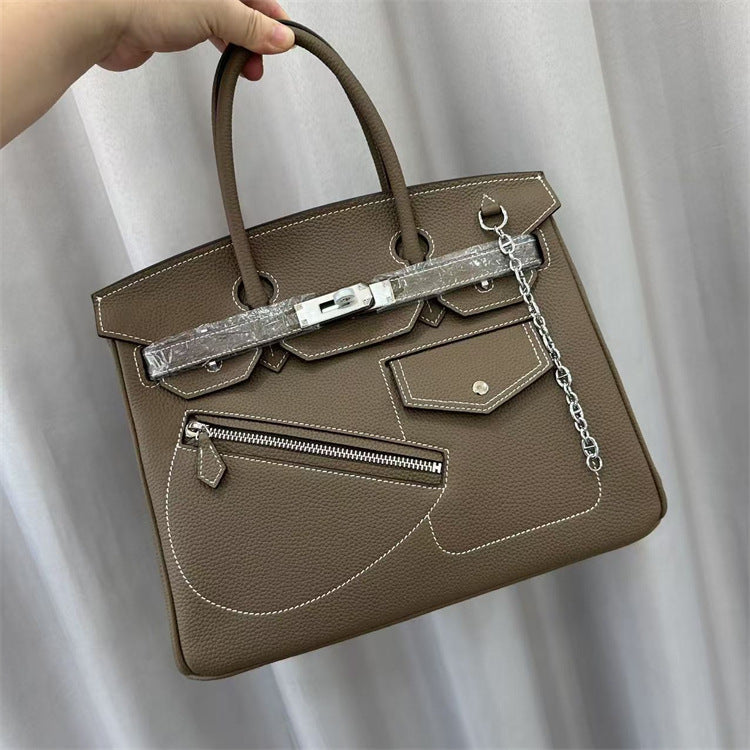 Rock Top Handle Bag in Top Grain Leather – Unisex, 25cm & 30cm detail image 2