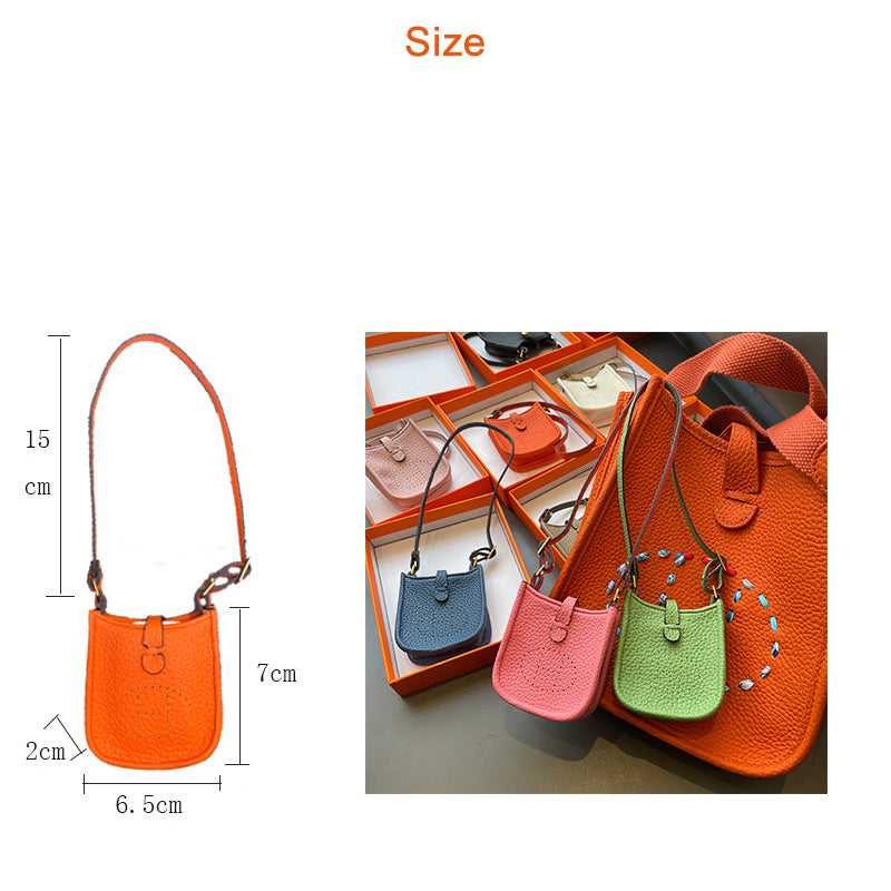 Top Grain Leather Mini Crossbody Bag Charm and AirPods Holder detail image 1