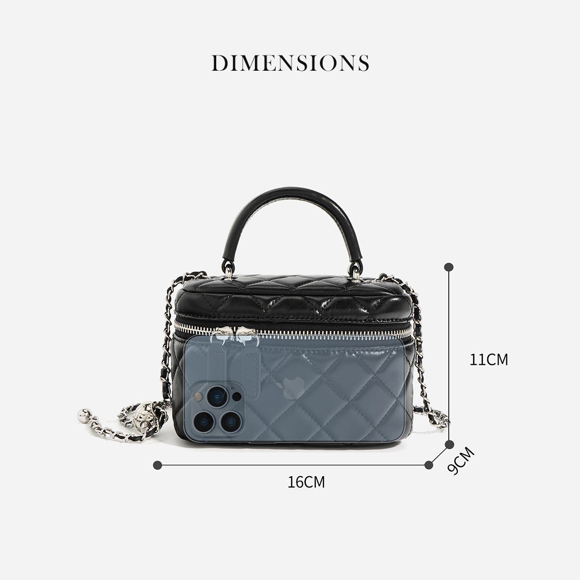 Quilted Leather Mini Box Bag with Chain Strap detail image 2