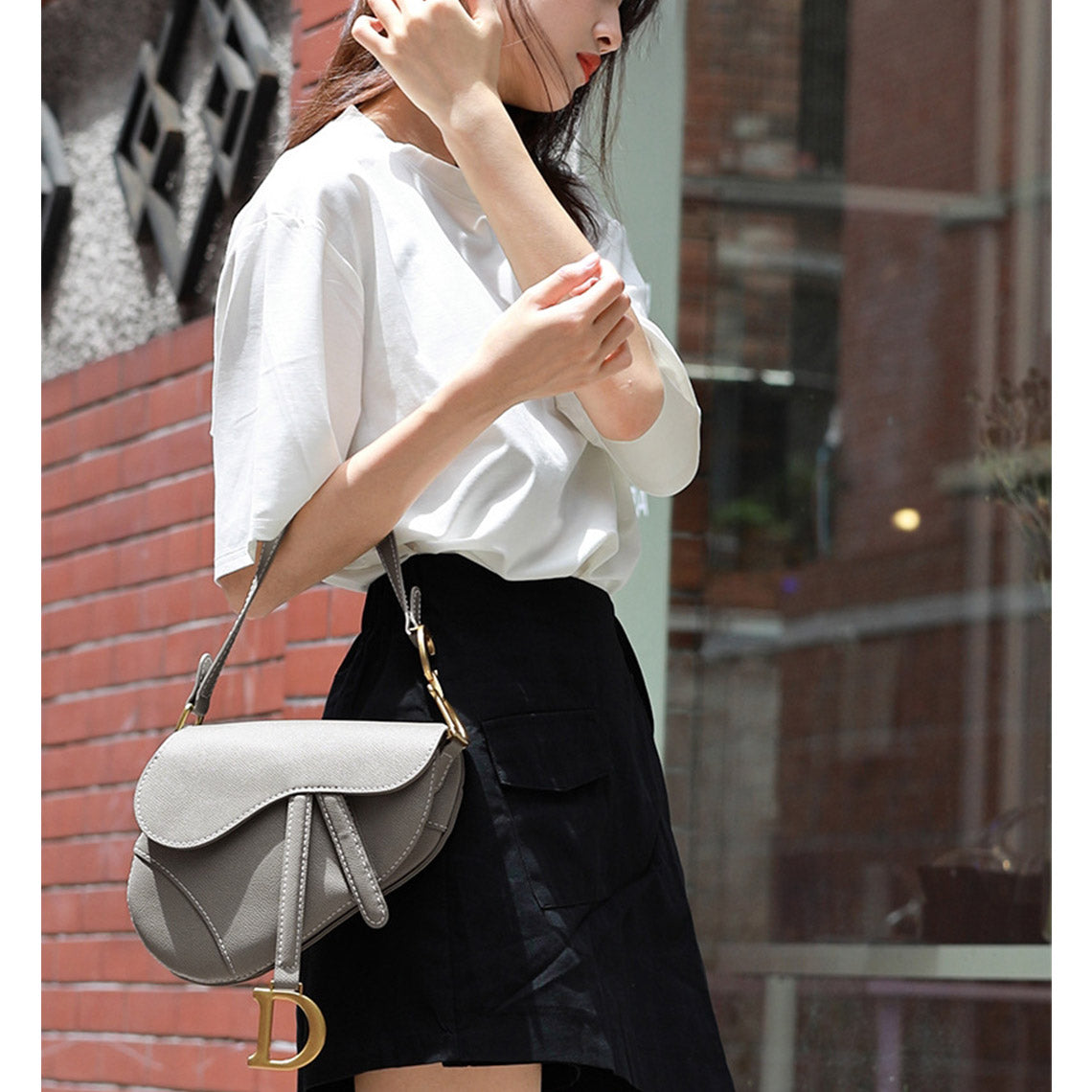 Hand Sewn Leather Crossbody Saddle Bag DIY Kit - Tan, Grey, Black detail image 8