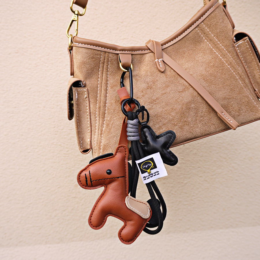 Horse Bag Charm PU Leather Keychain – Cute Pendant for Bags, Keys, and Backpacks detail image 1