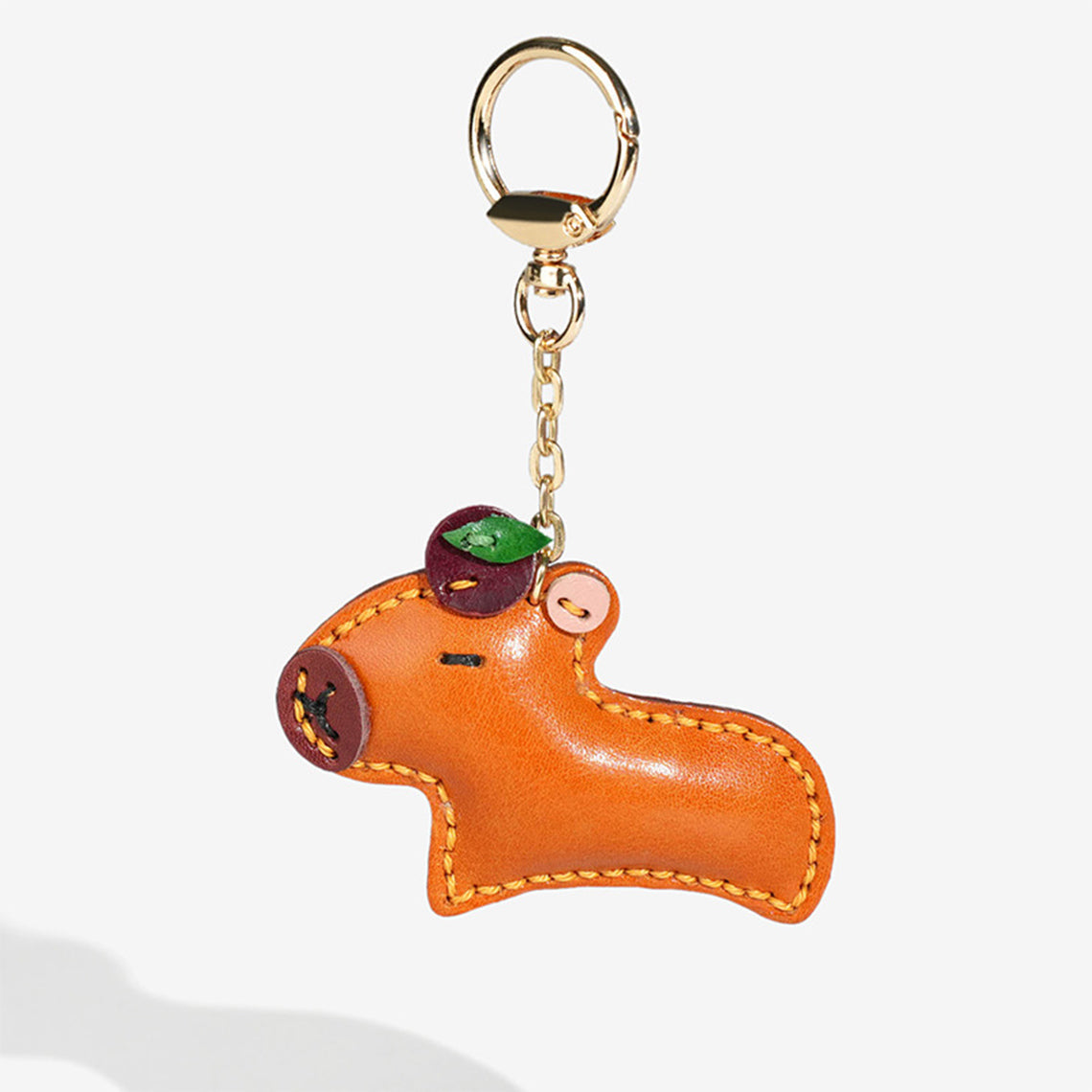 Vegetable Tanned Leather Capybara Keychain – Handcrafted Charm product image 1