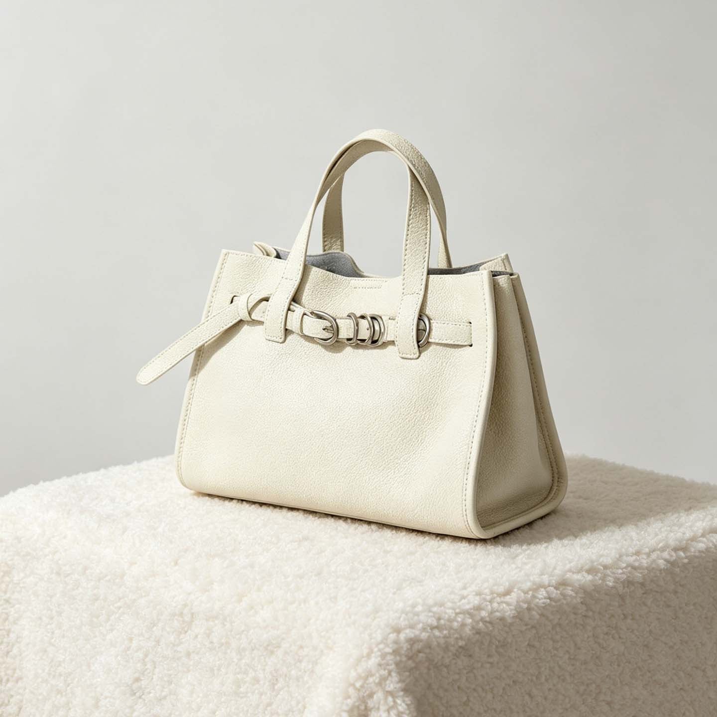Pebbled Grain Leather Tote Bag with Crossbody Strap detail image 11