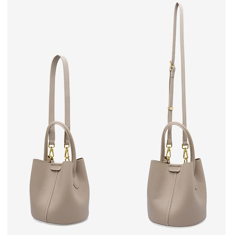 Genuine Leather Bucket Bag for Women – Shoulder or Crossbody, 18x17x19 cm detail image 6