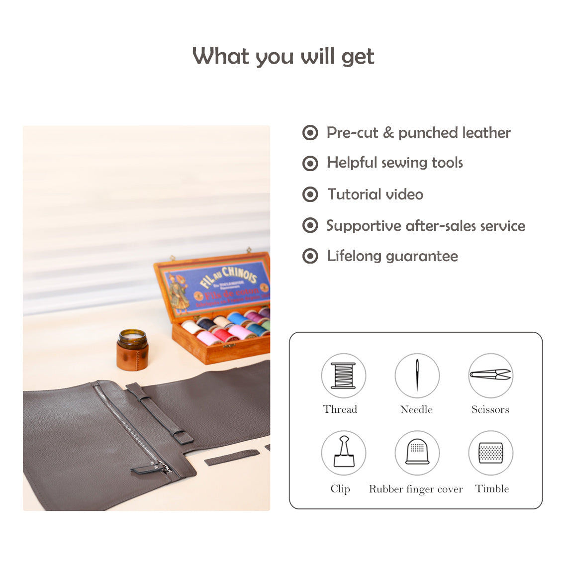Handsew Your Own Top Grain Leather LP Backpack DIY Kit detail image 4