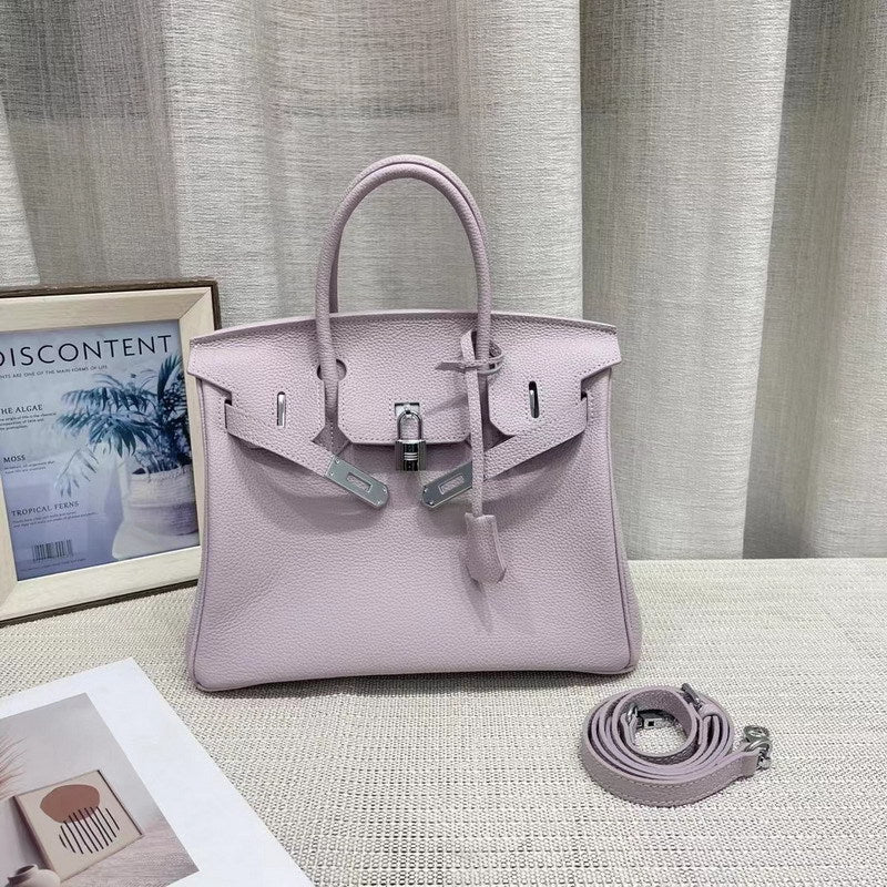 Genuine Leather Top Handle Bag with Silver Hardware – Mini, Small, Medium detail image 8
