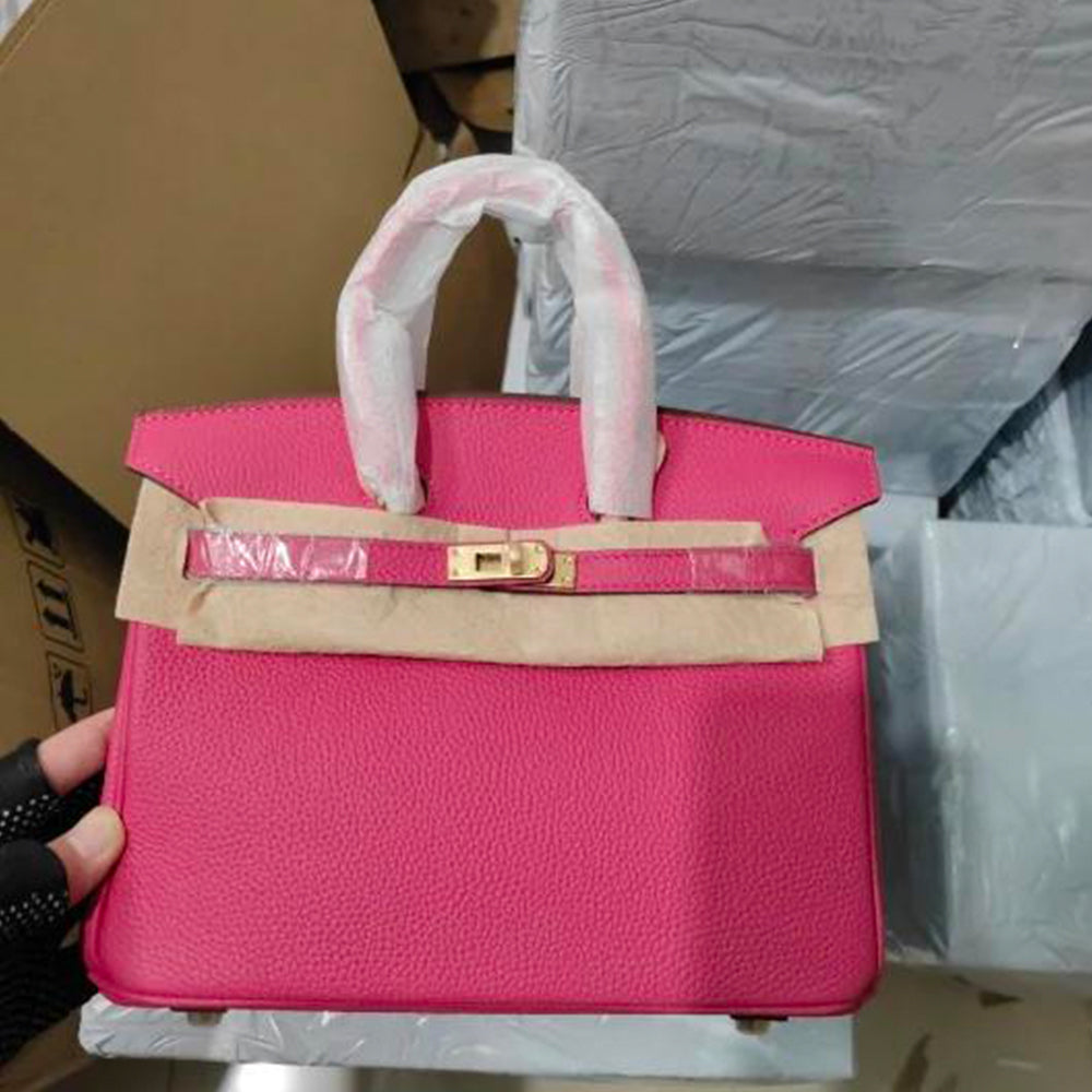 Classic Top Handle Leather Bag with Gold Hardware – Multiple Sizes and Colors detail image 1