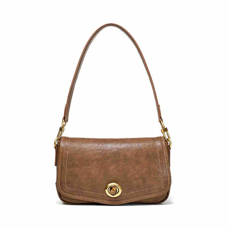 French Underarm Leather Bag Premium Square Handbag – Off-White, Dark Brown, Deep Black product image 1