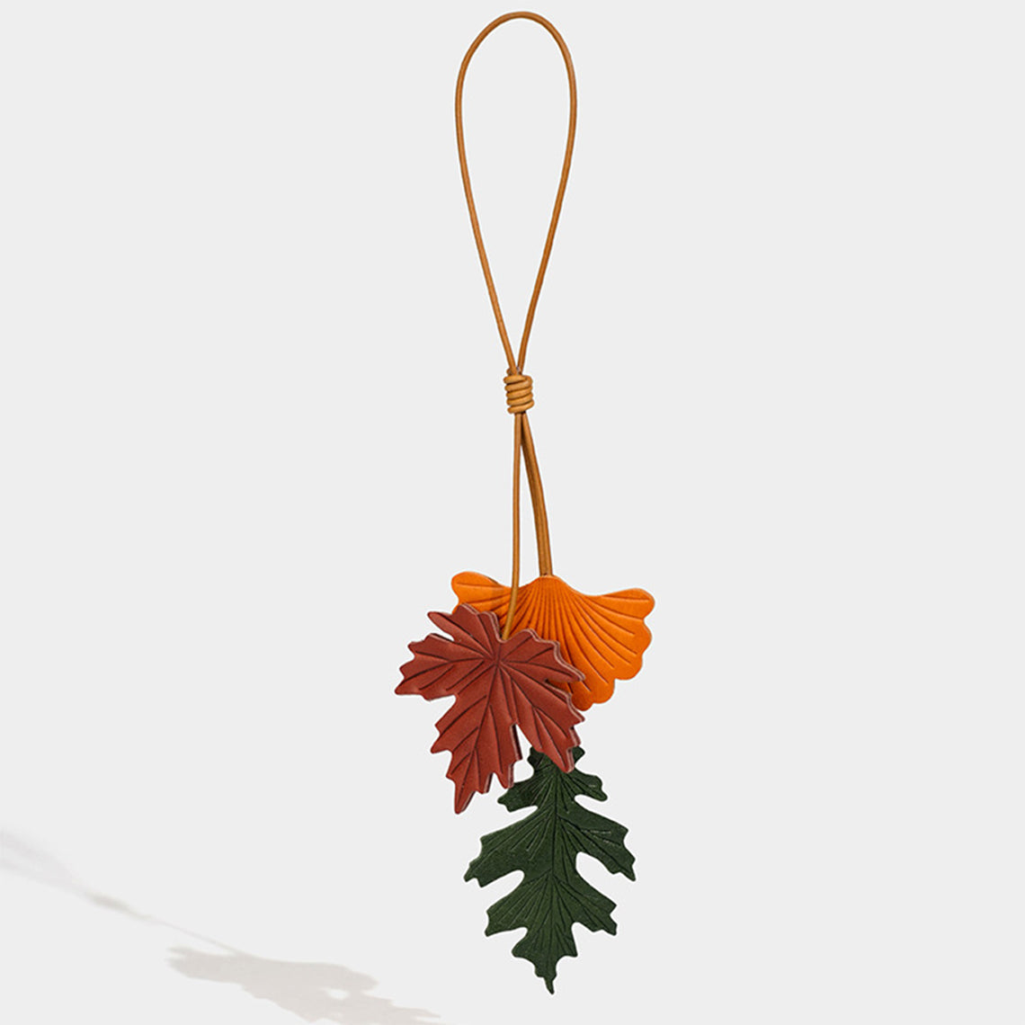 Vegetable Tanned Leather Maple Leaf Bag Charm & Keychain detail image 1