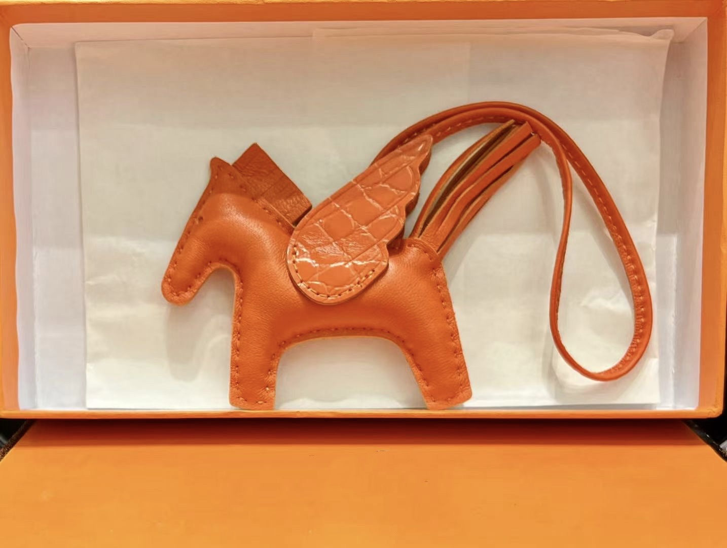Horse Bag Charm Keychain in Sheepskin with Crocodile Pattern detail image 14