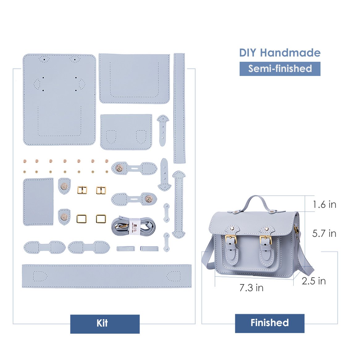 HandsewGift Leather Small Satchel Bag DIY Kit detail image 5