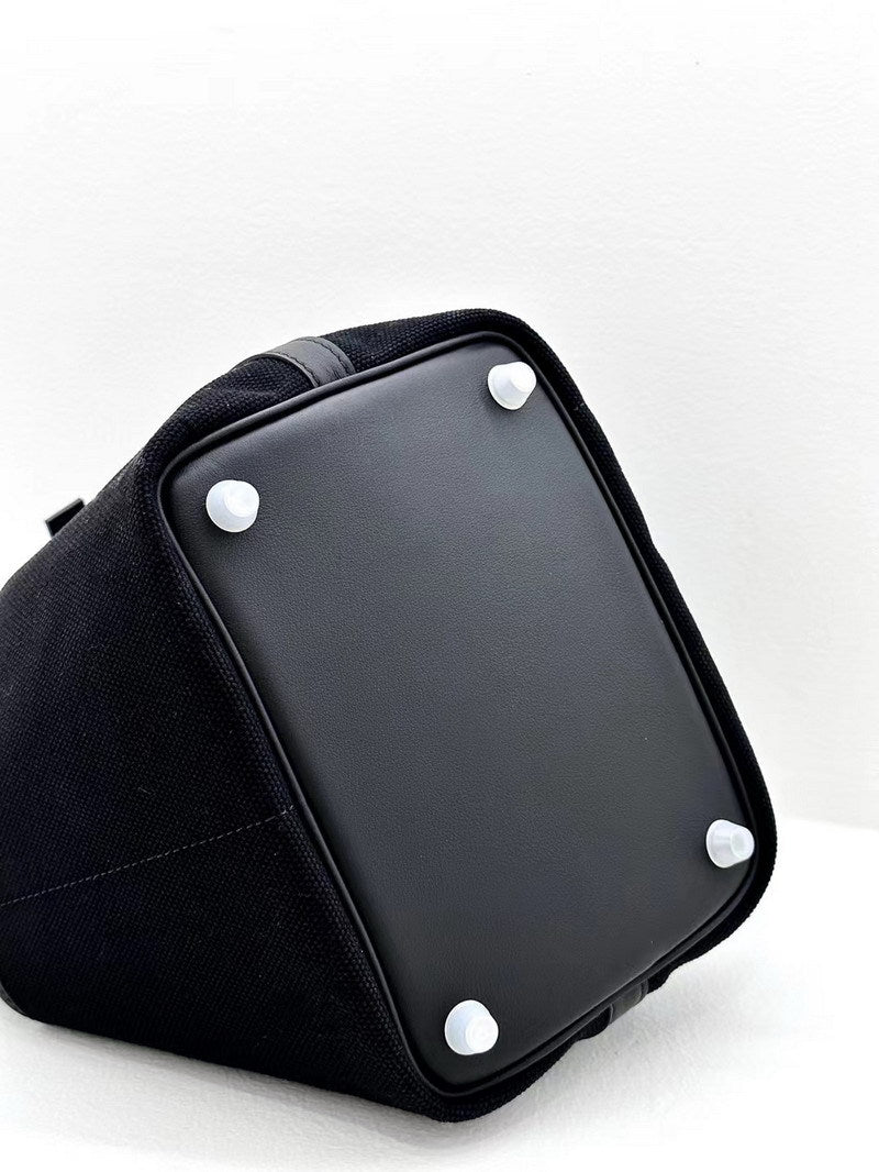 Small Leather & Canvas Handbag with Cargo Pocket detail image 11