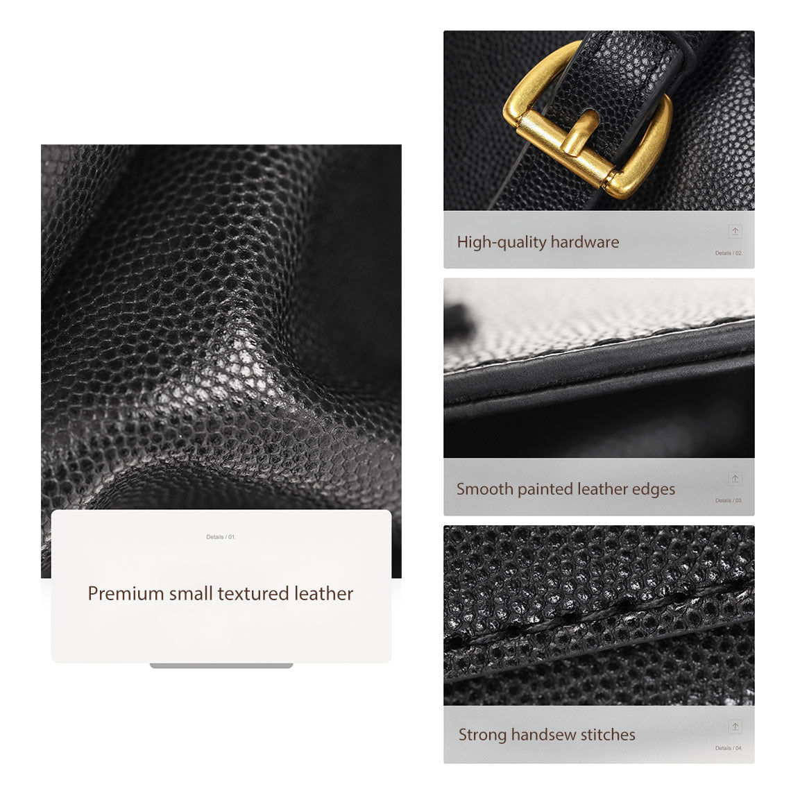 Top Grain Leather Black Backpack DIY Kit with Detachable Straps detail image 9