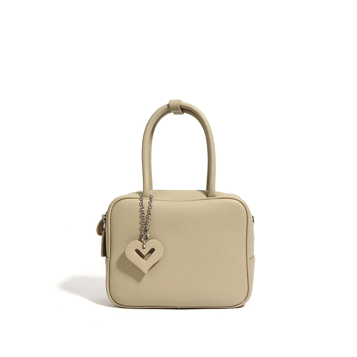 Top Grain Leather Square Bowling Handbag with Adjustable Strap detail image 2