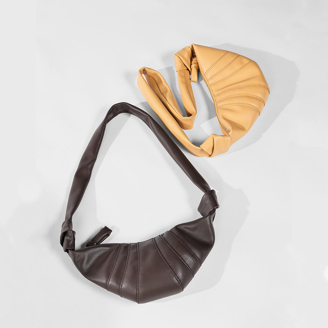 Hand Sewn Leather Croissant Shoulder Bag DIY Kit - Khaki or Dark Brown detail image 3