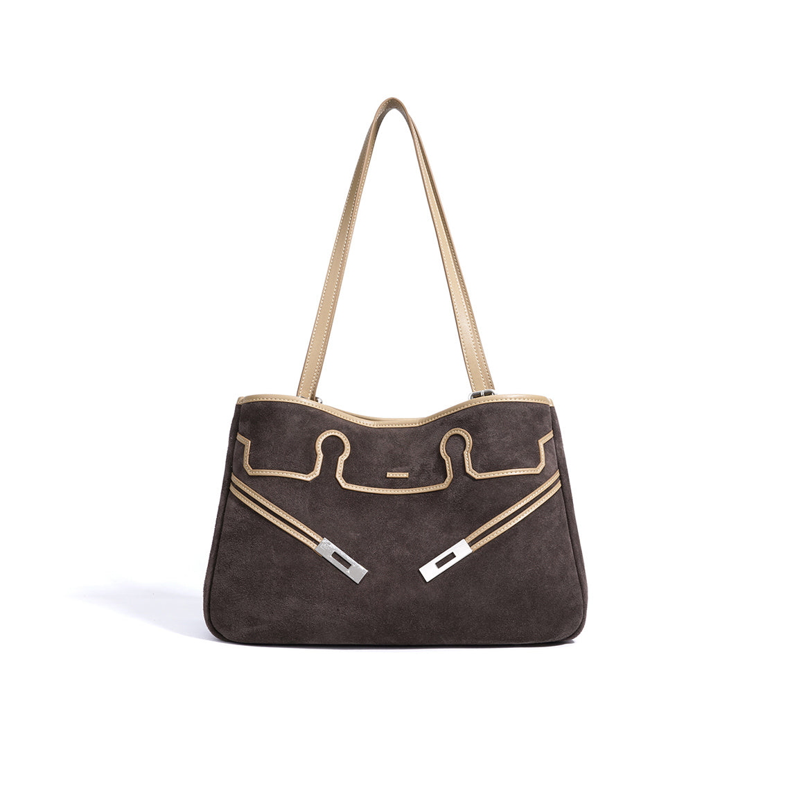 Suede Leather Heritage Tote Bag in Brown, Beige, and Dark Brown product image 1