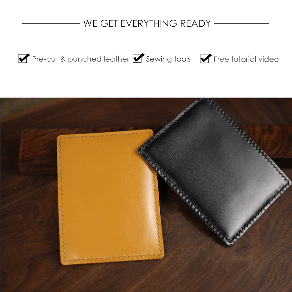 HANDSEWGIFT Full Grain Leather Sleeve Card Wallet DIY Kit detail image 3