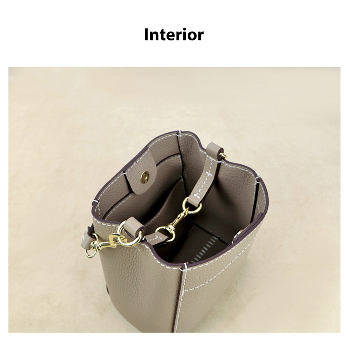 Handsewgift Women's Bucket Bag DIY Leather Craft Kit – Top Grain Leather, Pre-Punched detail image 10