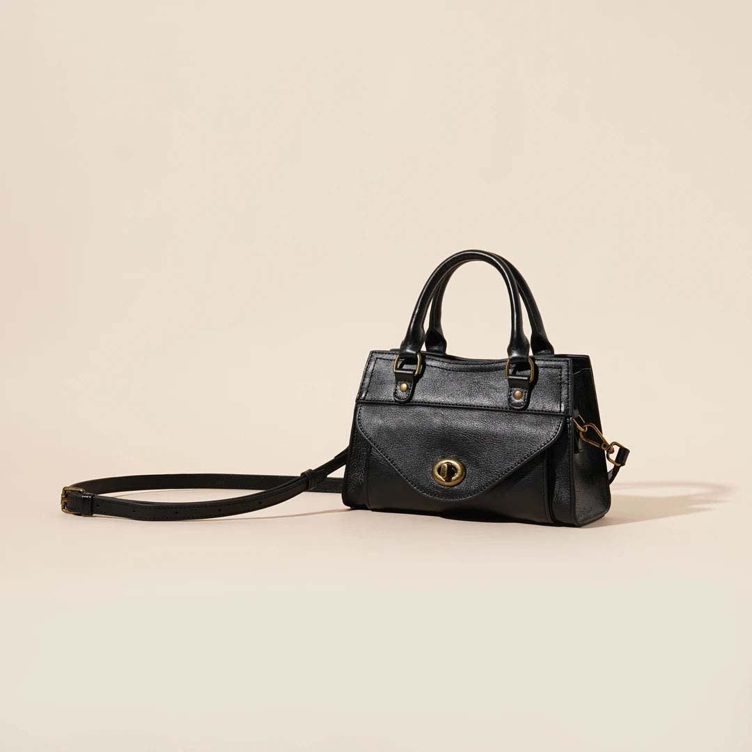 Top-Grain Cowhide French Square Crossbody Bag with Adjustable Strap detail image 2