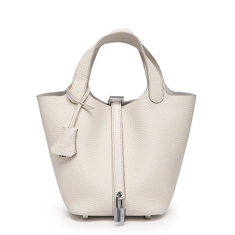 Top Grain Leather Lock Tote Bag - Multiple Colors and Sizes detail image 19