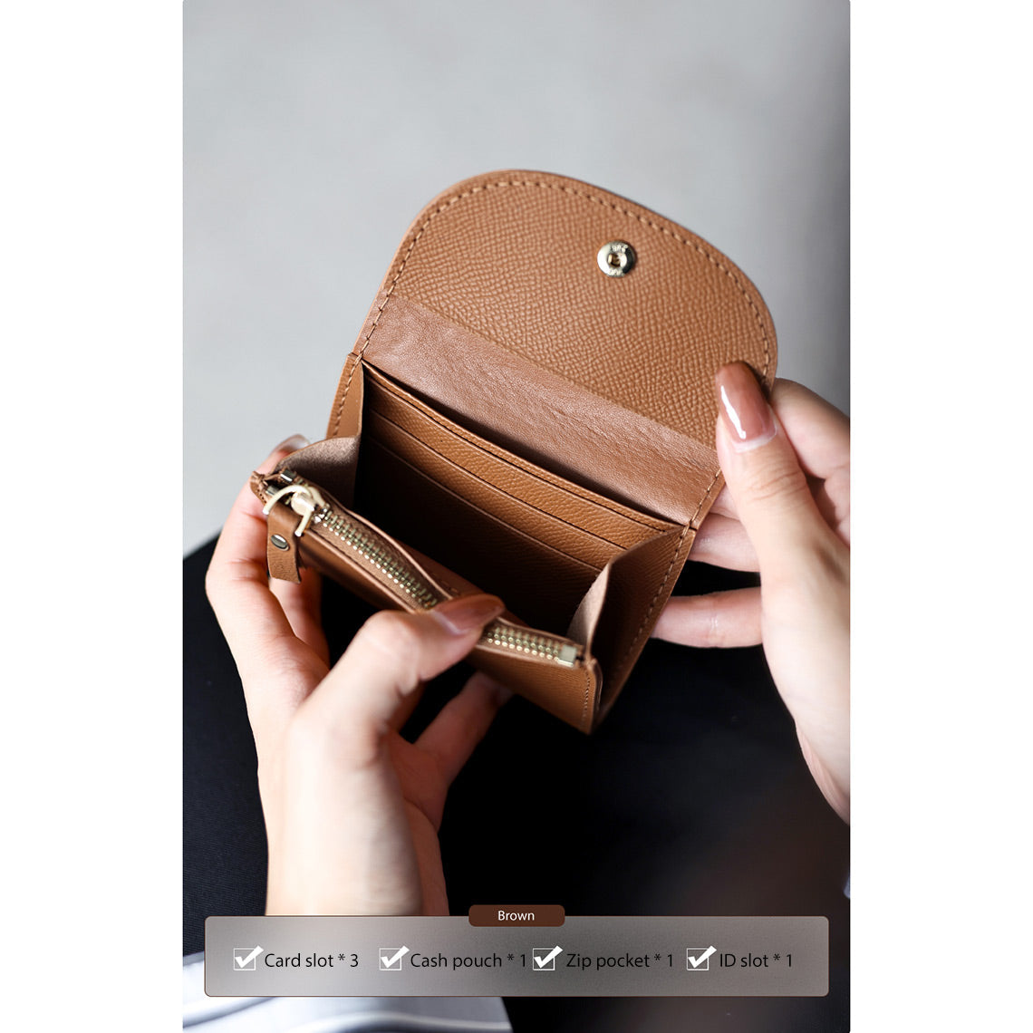 Top Grain Leather Compact Coin Purse DIY Kit – Hand Sewing Project detail image 4