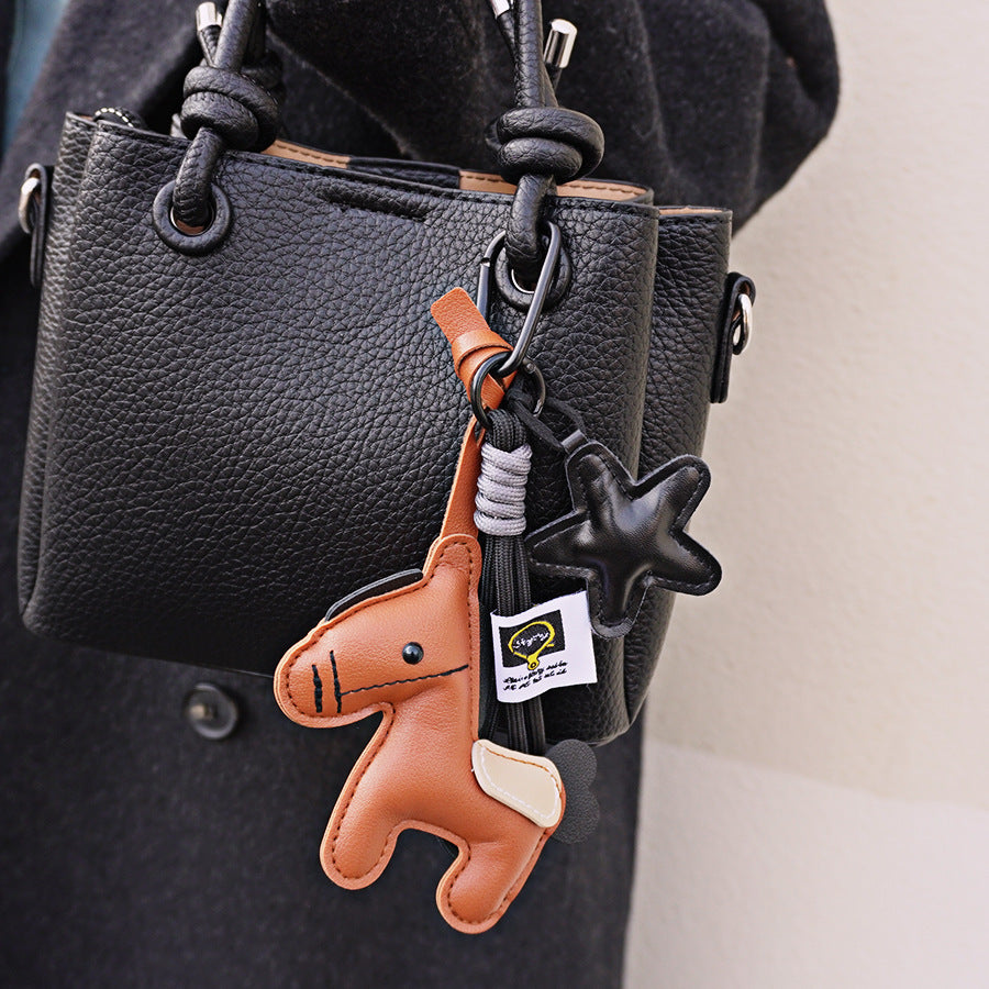 Horse Bag Charm PU Leather Keychain – Cute Pendant for Bags, Keys, and Backpacks detail image 2