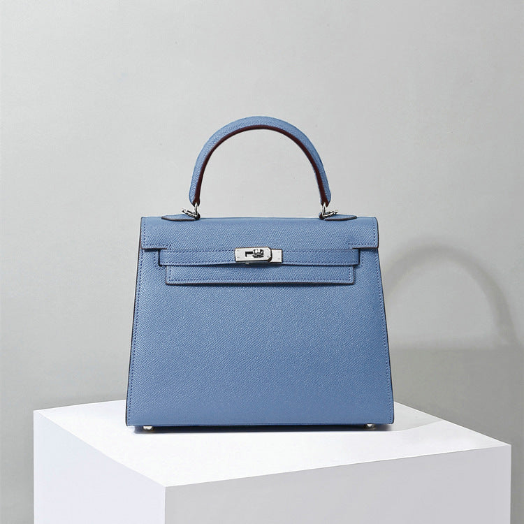 Top Handle Leather Handbag with Detachable Strap – 4 Sizes, 29 Colors detail image 19