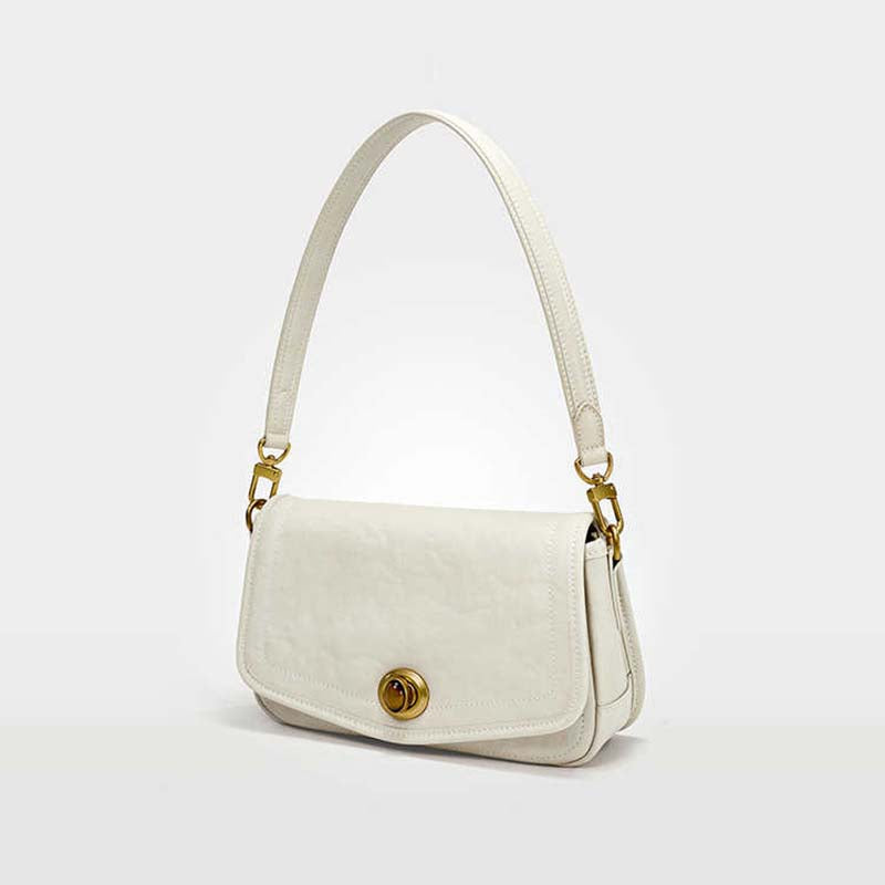 French Underarm Leather Bag Premium Square Handbag – Off-White, Dark Brown, Deep Black detail image 7
