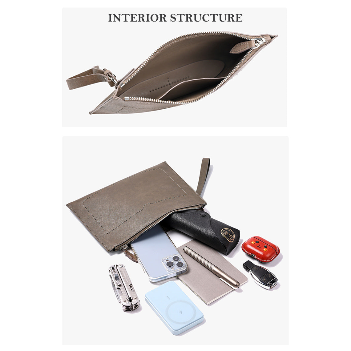 Men's Leather Clutch Bag DIY Kit – Top Grain & Full Grain Leather detail image 3