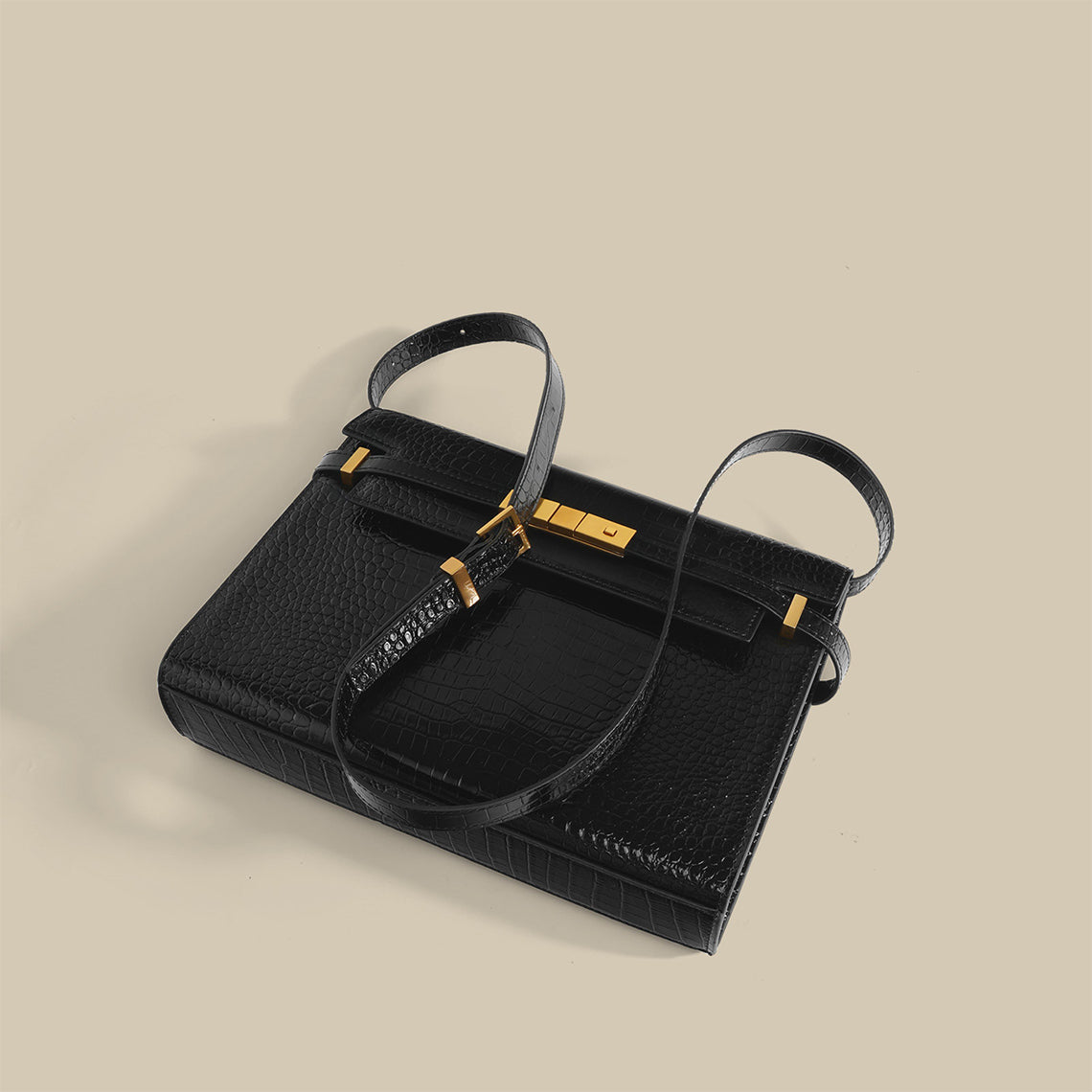 City Shoulder Bag in Smooth or Crocodile Embossed Leather detail image 1