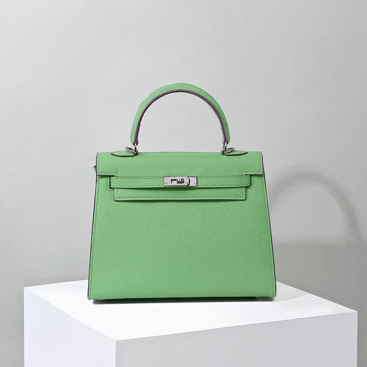 Top Handle Leather Handbag with Detachable Strap – 4 Sizes, 29 Colors detail image 15