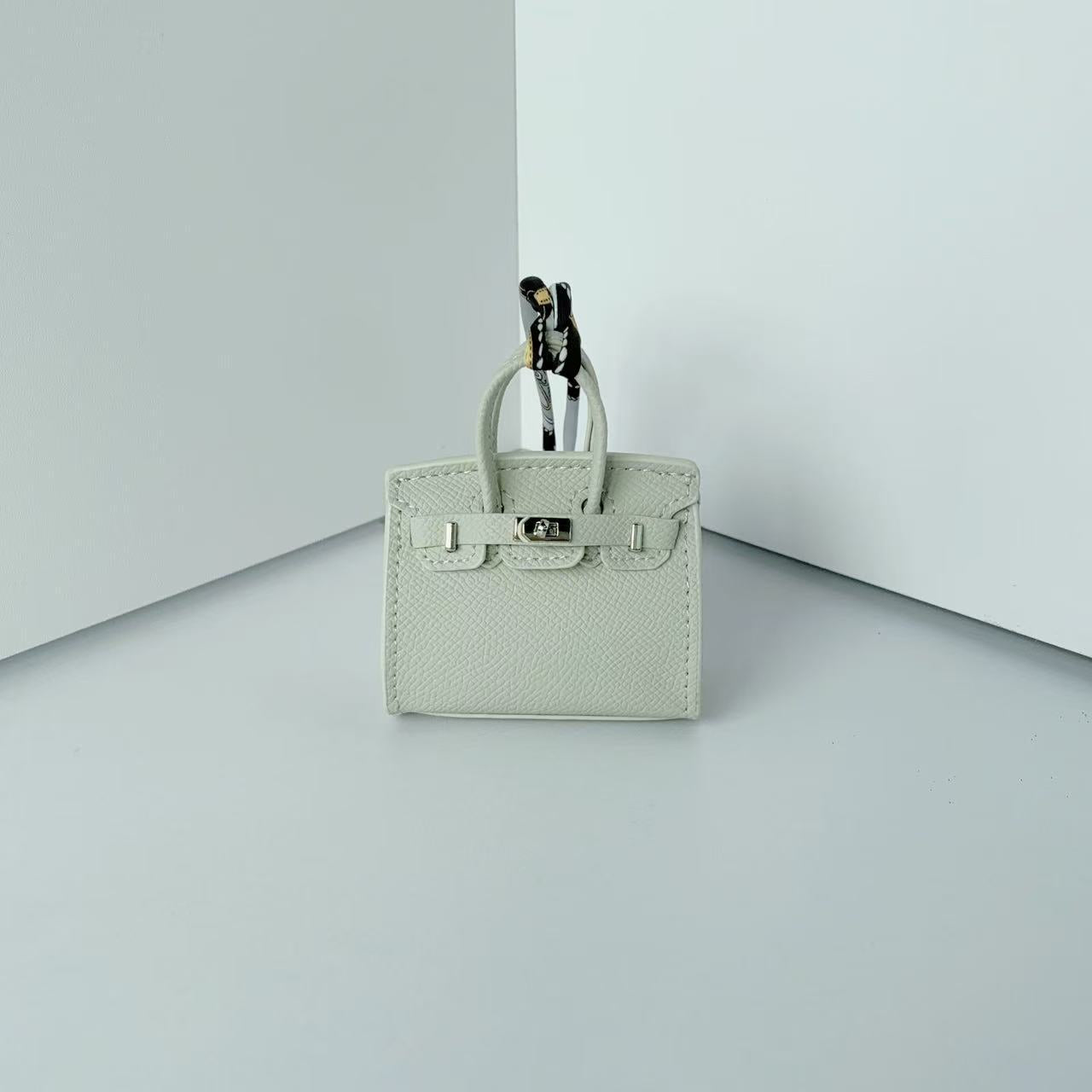 Mini Top Handle Bag Charm Keychain with Earphone Case in PU Leather detail image 9