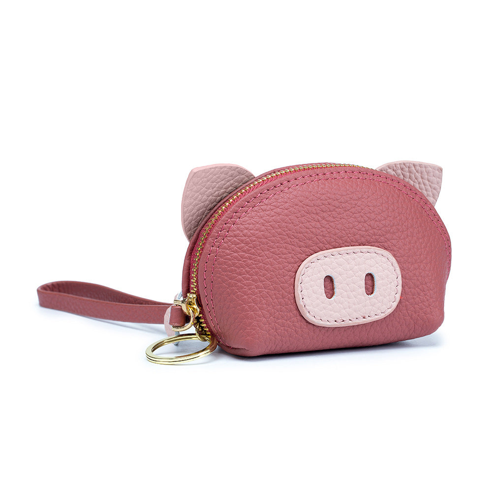 Pig-Shaped Top Grain Leather Coin Purse and Lipstick Case detail image 5