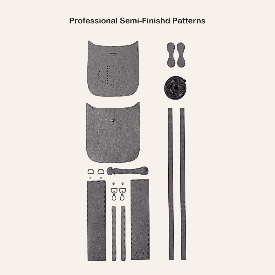 Hand Sewn Leather Mini Crossbody Bag DIY Kit – Grey or Pink detail image 3