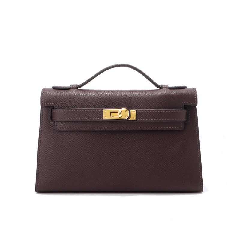 Fine Embossed Grain Leather Pochette Shoulder Bag with Detachable Straps detail image 8