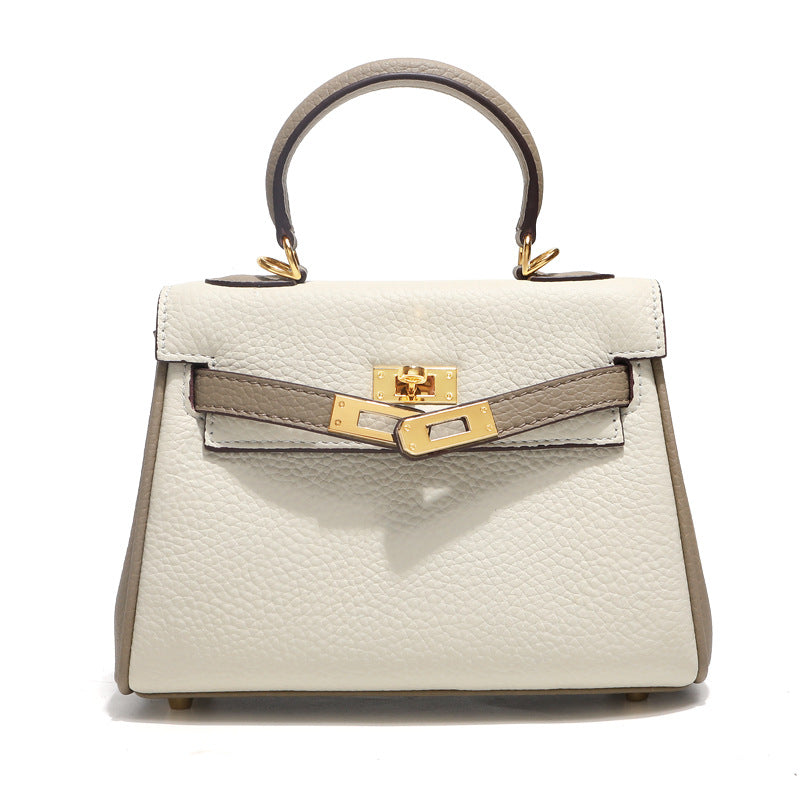 Mini Bi-Color Top Handle Bag 20cm in Cowhide Leather detail image 8