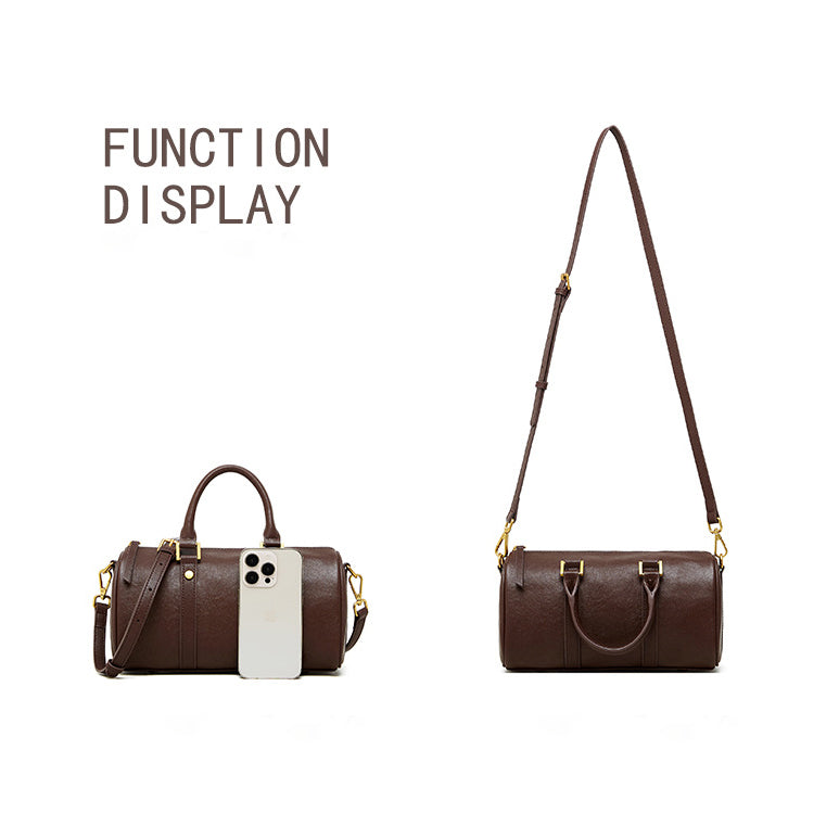 Top Grain Leather Boston Bag | Retro Handbag for Women detail image 3