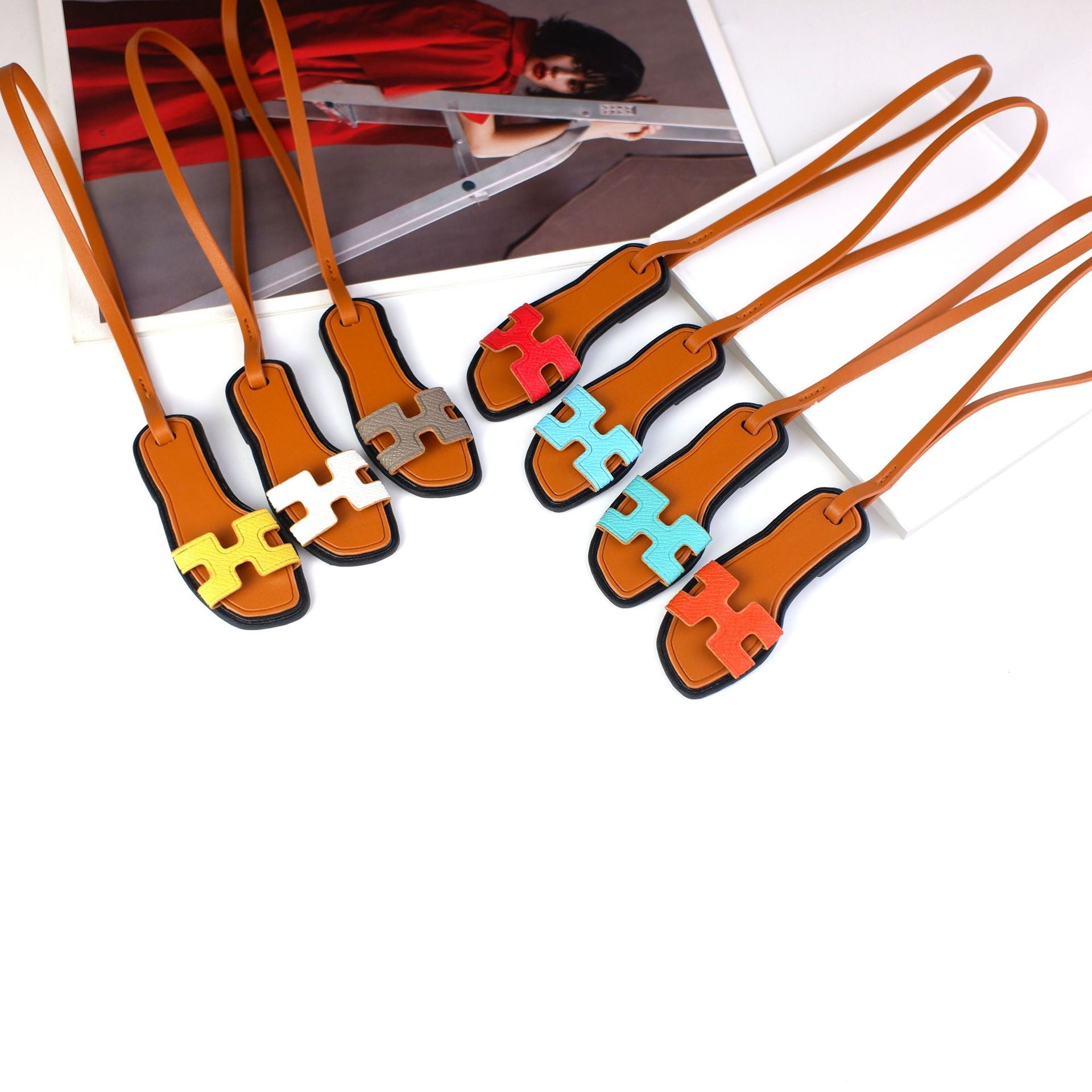 Sandal Slipper Bag Charm Keychain in PU Leather (11 Colors) product image 1